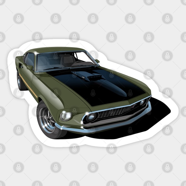 1969 ford mustang mach 1 Sticker by candcretro